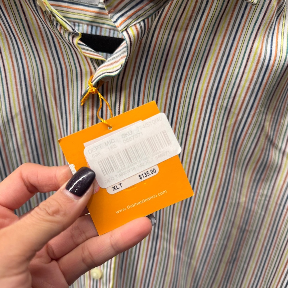 Thomas Dean Multicolor Striped Button Down Shirt - Picture 4 of 4